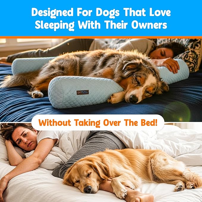 Does Your Dog Love You a Little Too Much at Night? Try Denmate:The First On-Bed Dog-Bed Designed to stabilize Nighttime Movement & Improve Dog & Owners Sleep. Machine Washable. Sleep Better Together
