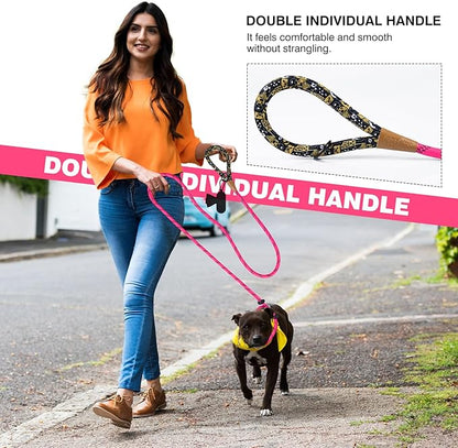 lynxking Slip Lead Dog Leash Reflective, Heavy Duty Comfortable Strong Rope for Large Medium Small Dogs No Pull Pet Training (Pink, 2PCS Large 1/2in x 6ft)
