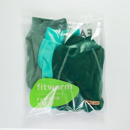 Fitwarm 3 Pack Fleece Sweater, Turtleneck Sweatshirt, Winter Clothes for Small Dogs & Cats, Pet Pullover Jumper, Cat Apparel, Dark Green, Teal Green, Olive Green, XS