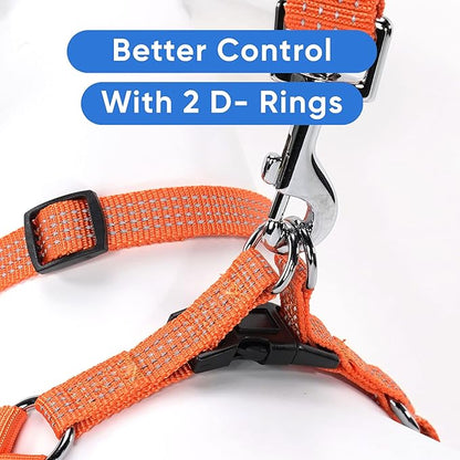 Pawtitas Reflective Step-in Dog Harness – Adjustable No-Pull Vest for Puppies to Seniors, Safe & Comfortable, S Orange