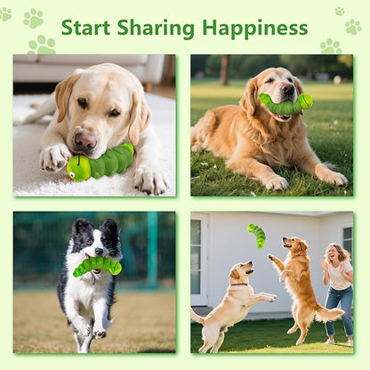 Indestructible Dog Toys for Aggressive Chewers, Tough Chew Proof Toy for Large Dogs, Squeaky Rubber Chew Toy with Beef Flavor for Boredom & Anxiety Relief (Green)