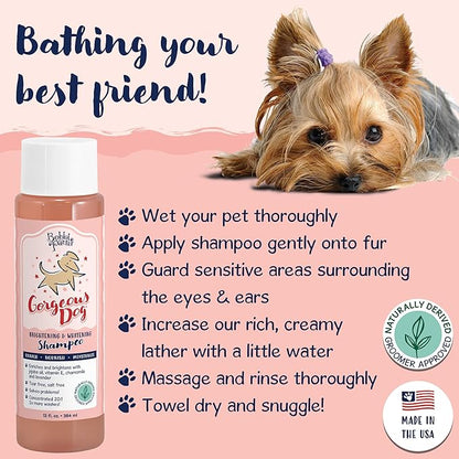 Bobbi Panter Dog Shampoo - Made in USA - All Natural Formula for Whitening All Coats, Enhances Shine & Moiturizes - Concentrated 20:1 for Professional Groomers - Peach Scent, 13 Oz
