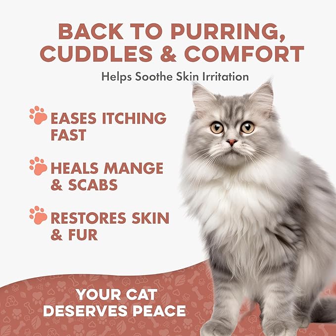 Mange Support for Cats, Natural Cat Itchy Skin, Paws and Ears Relief - Soothes Welts, Scabs, Red and Flaky Skin Reducing Excessive Grooming and Patchy Fur for a Healthy Coat (400 Tiny Tasteless Pills)