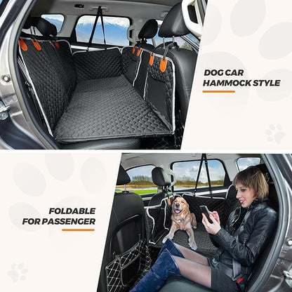 ANOSOSPECIAL Back Seat Extender for Dog,Waterproof Hard Bottom Dog Car Seat Cover for Back Seat Protector,Foldable Pet Hammock Bed,Easy Clean Travelling Accessories Car SUV Truck (Black)