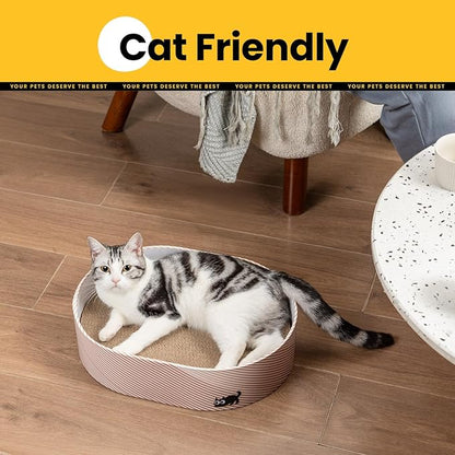 Conlun Cat Scratcher Box with 4 Cat Scratching Board Reversible Scratch Pad, Heavy Duty Corrugated Cardboard Pet Bed Lounger Kitty Scratchers for Indoor, Protects Furniture,Kittens Gifts-Large
