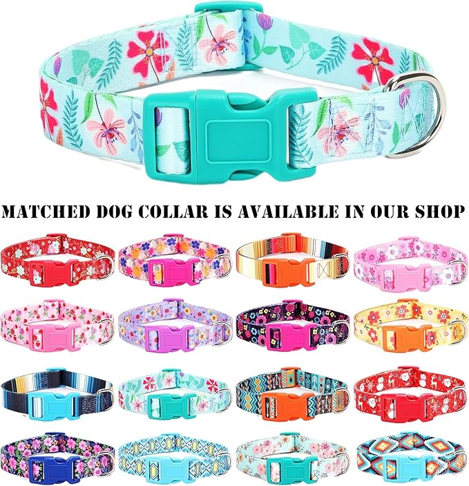 Moonpet Step in Dog Harness Leash Set- All Weather Reflective No-Pull Floral Pattern Padded Mesh Vest Harness for Cats Puppy Extra-Small Small Medium Large Dogs - Verdure Flower - XXS