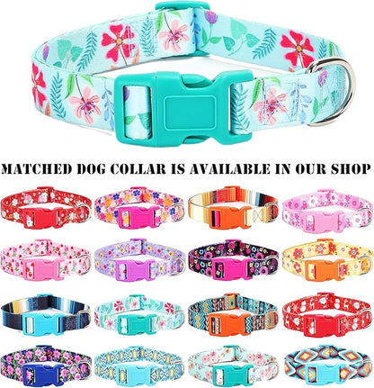 Moonpet Step in Dog Harness Leash Set- All Weather Reflective No-Pull Floral Pattern Padded Mesh Vest Harness for Cats Puppy Extra-Small Small Medium Large Dogs - Verdure Flower - XXS