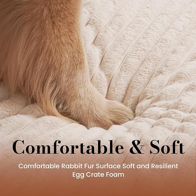 Cozila Large Orthopedic Dog Crate Bed with Waterproof Lining, Soft Short Plush Surface & Egg Crate Foam for Calming Puppy, Machine Washable Pet Bed with Removable Cover & Anti Slip Bottom