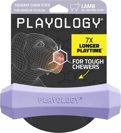 Playology Dog Toys | Durable Squeaky Chew Stick for Dogs | Medium Lamb Scented Toy - Easy to Clean and Made from Non Toxic Materials