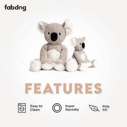 fabdog Floppies Plush Dog Toy - Cute & Durable Squeaky Dog Toys - Best Squeak Toy for Puppies and All Breeds | Ideal Pet Gift| Small Koala