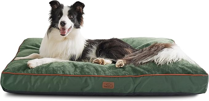 Bedsure XL Washable Dog Bed - 3 Inch Thicken Up to 100lbs Pet Mat Pillows with Removable Washable Cover, Green