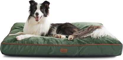 Bedsure XL Washable Dog Bed - 3 Inch Thicken Up to 100lbs Pet Mat Pillows with Removable Washable Cover, Green