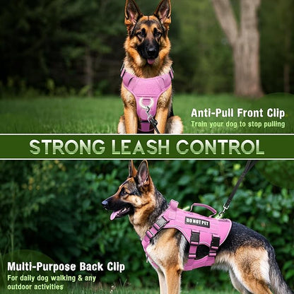 WINSEE Mesh Dog Harness with 10 Pet Patches for Small Service Dog in Training, Breathable Tactical Molle Vest with Double Handle, Reflective Military Pet Vest for Walking Hiking
