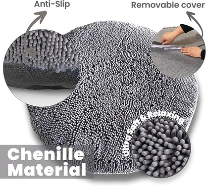 Muddy Mat® Cloud K-9 Bed for Dogs & Cats, Soft & Relaxing Round Dog Bed, Chenille Material, Removable Cover, Washable & Dryer Safe–Grey Large(40'x40')