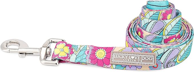 Lucky Love Dog Leash, Beautiful Flower Pattern Female Dog Leash for Large Dogs, Durable & Long Lasting, Caroline, Small