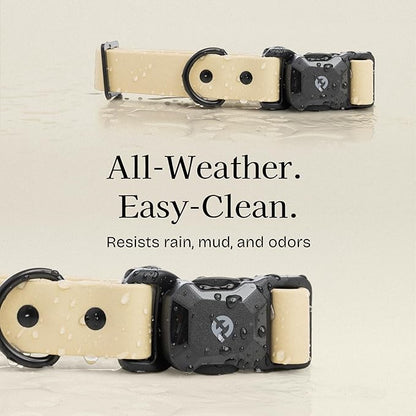 2026 New Edition, Fei & Eve PVC MagEase Dog Collar - Patented Magnetic Buckles | Fur-Safe | 450LB Escape-Proof | Adjustable Fit | Large (Champagne)
