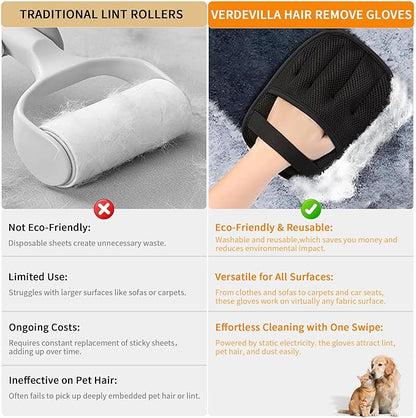 3/4PCS Pet Hair Removal Glove for Cats & Dogs,Upgraded Five-Finger Electrostatic Pet Hair Remover Glove, Reusable Magic Brush Pet Hair Removal Tool for Laundry, Couch, Carpet & Car Seat (black 4pcs)