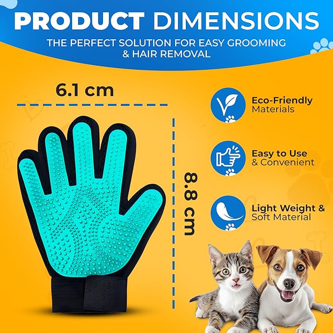 Pet Hair Removal Glove for Dogs & Cats – Dog Grooming Gloves for Shedding, Pet Hair Remover Glove – Pet Grooming Gloves, Cat Grooming Gloves & Cat Brush Glove – Dog Bath and Washing Gloves