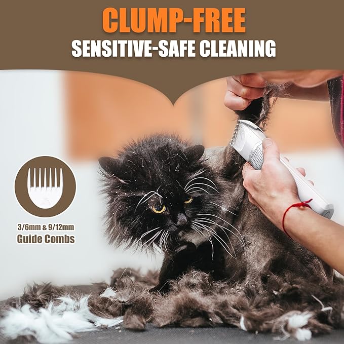 Bautrium Cat Grooming Clippers Kit with Paw Trimmer, 3 in 1 Electric Pet Hair Trimmer Supplies for Thick Matted Hair, Heavy Coat Butt Shaver Cat Razor Fur Trimmer for Dogs at Home (White)