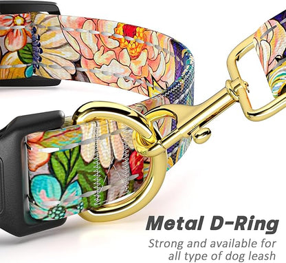 Reflective Dog Collar for Medium Dogs, Cute Boho Adjustable Heavy-Duty Nylon Puppy Collar for Boy and Girl Female, Soft Pet Accessories with Quick Release Buckle, Colorful Mandala