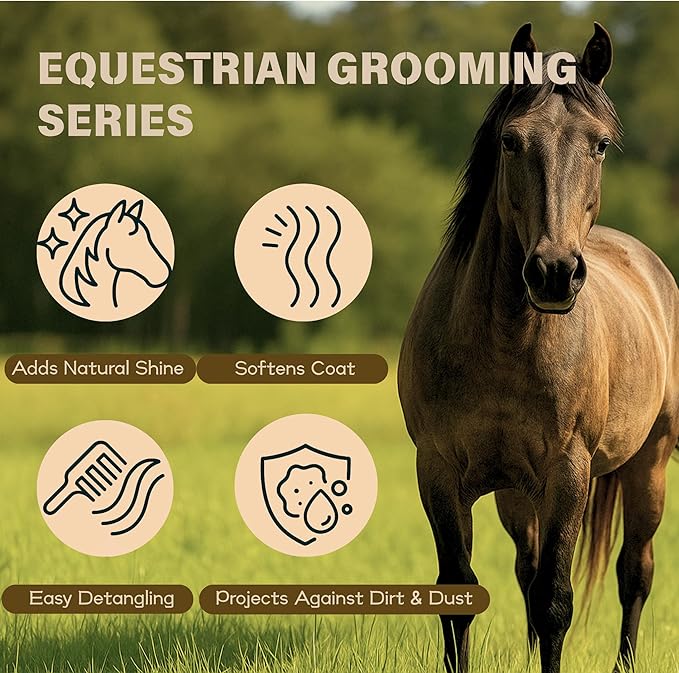 Mane and Tail Coat Detangler Spray, 6.76 Oz Horse Detangler Spray Dematting, Horse Dog Cat Pets Detangler Conditioner for Matted Hair, Brushable Coat, Knots & Tangles, Frizz Control, Radiant Shine