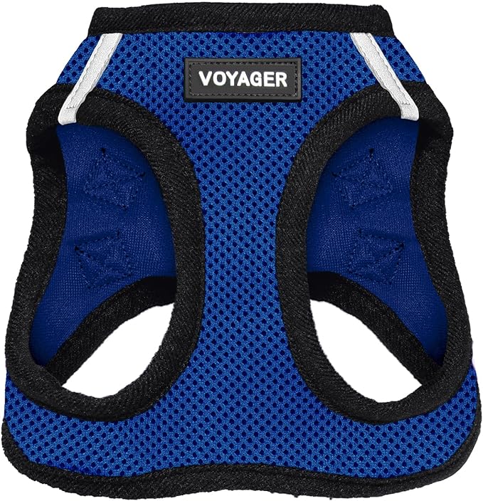 Best Pet Supplies Voyager Step-in Air Harness - All Weather Mesh, Reflective, No Pull Harness for Dogs, Cats - Secure with Hook & Loop Fastener, Buckle, Double D-Rings - Royal Blue/Black Trim, XL