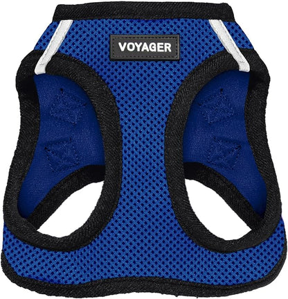 Best Pet Supplies Voyager Step-in Air Harness - All Weather Mesh, Reflective, No Pull Harness for Dogs, Cats - Secure with Hook & Loop Fastener, Buckle, Double D-Rings - Royal Blue/Black Trim, XXXS