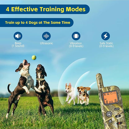 Htcuto Wireless Dog Fence System for 2 Dogs with 2 Collars 856 Acre Electric Dog Fence Shock Mulit Dogs Training Collar with Remote Ultrasonic Portable Waterproof Outdoor Safe Pet Containment System