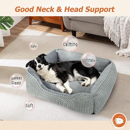 MIXJOY X-Large Dog Bed for Large, Medium, Small Dogs - Rectangle, Washable, Orthopedic, Soft Calming Sleeping Puppy Bed - Durable Pet Cuddler with Anti-Slip Bottom - XL (35"x25"x9")