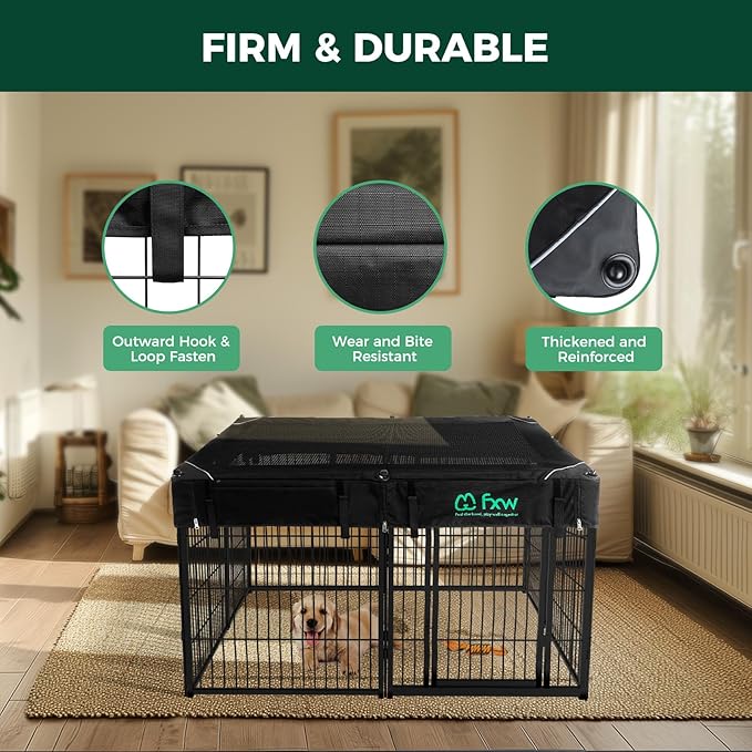 FXW Homeplus Unleashed Indoor Dog Playpen - Stress-Free and Safe Play, Heavy Duty 32 Inch 8 Panels with Playpen Cover for Small and Medium Dogs, Black│Patented