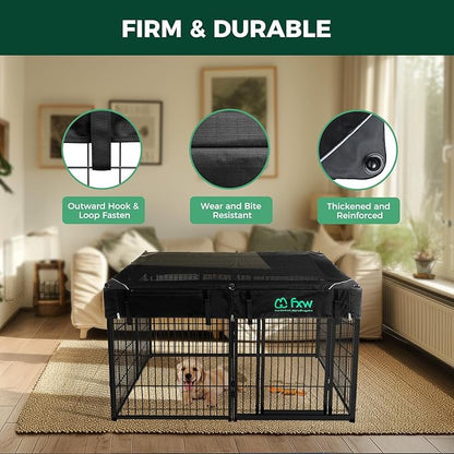 FXW Homeplus Unleashed Indoor Dog Playpen - Stress-Free and Safe Play, Heavy Duty 32 Inch 8 Panels with Playpen Cover for Small and Medium Dogs, Black│Patented