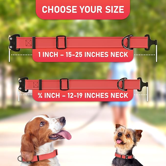 NexaPaw Biothane Dog Collar with Cobra Buckle - Made in USA - QR Code Dog Tag ID Included - Adjustable Heavy Duty Dog Collars for Medium Large Dogs - Waterproof Military Grade Tactical Collar for Dogs