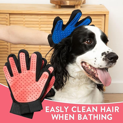 Pet Grooming Gloves – 1 Pair – Deshedding & Bath Massage Mitts for Dogs & Cats – Choose from 5 Colors – Adjustable, Reusable & Easy to Clean (Pink)