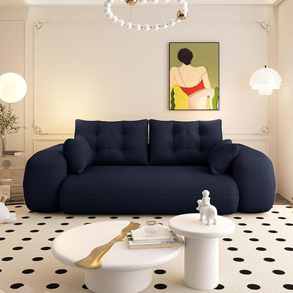 KEIKI 78.7" Human-Sized Dog Bed, 3-in-1 Foldable Sleeper Sofa Bed for Adults, Convertible Floor Couch & Lazy Lounge Chair with Teddy Fabric Foam Filling, Dark Blue