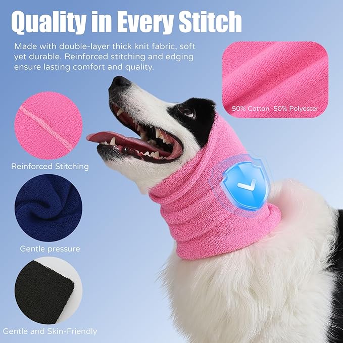 3 Pack Bundle (S, M, L) Dog & Cat Calming Band Cat Anxiety Relief Cover,Double Layer Thickened Elastic Neck Band Ear Muffs for Anxiety Relief/Noise Protection,Grooming,Thunder,Fireworks