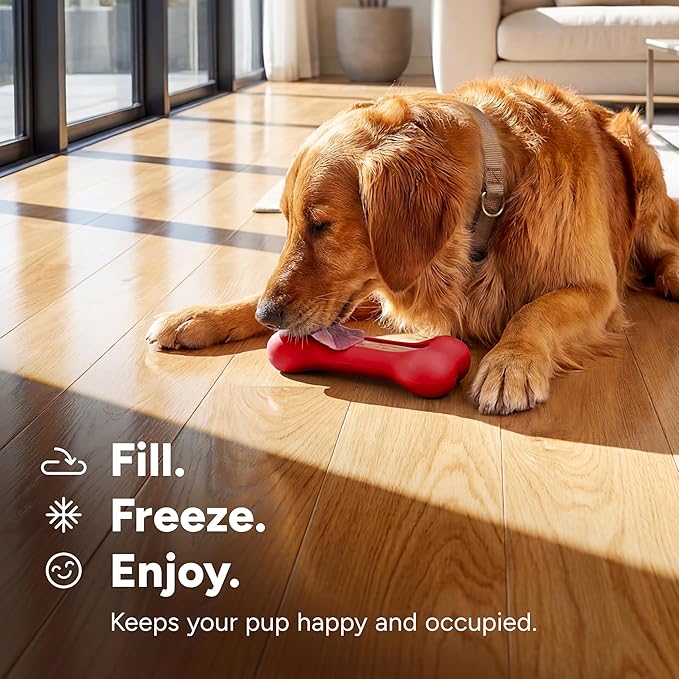GoSports Pets PupsCream Frozen Dog Treat Holder - Dog Enrichment Fill and Freeze Bone Station - Helps Keep Dogs Busy