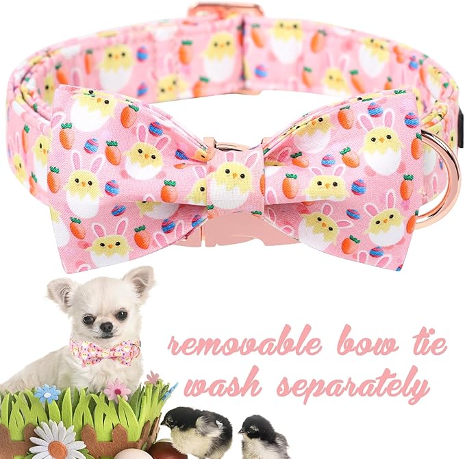 Unique style paws Easter Dog Collar with Bow Easter Eggs Chicken Collar with Flower for Small Medium Large Boys Girls Dogs
