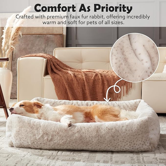 JOEJOY Dog Bed Medium Size Dog, Washable Orthopedic Premium Soft Corduroy Fleece Pet Bed with Removable Zipper Cover, Cute Calming Puppy Bed with Non Skid Bottom
