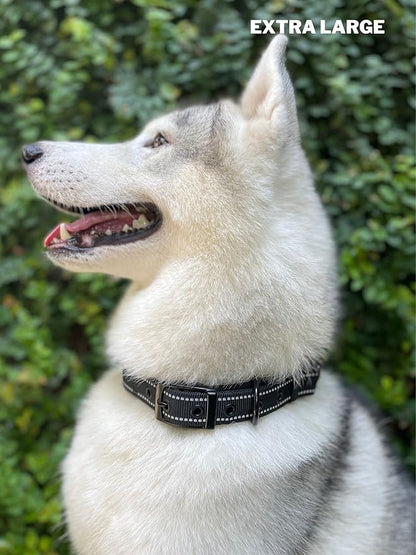 Tuff Pupper Heavy Duty Dog Collar with Handle | Ballistic Nylon Heavy Duty Collar | Padded Reflective Dog Collar with Adjustable Stainless Steel Hardware | Convenient Sizing for All Breeds