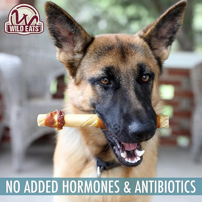 Wild Eats Water Buffalo Jerky Wrapped Cheek Twist Dog Chews - 10 Pack (Healthy Alternative for Beef Rawhides for Dogs, Natural Treat, Single Source Protein Dog Treat)