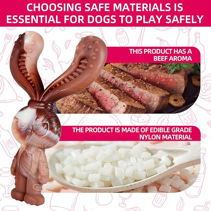 Indestructible Dog Toys for Aggressive Chewers, Tough and Durable Chew Toys for Large Medium Dogs, Interactive Dog Chew Toys to Keep Them Busy (C Rabbit+Squirrel)