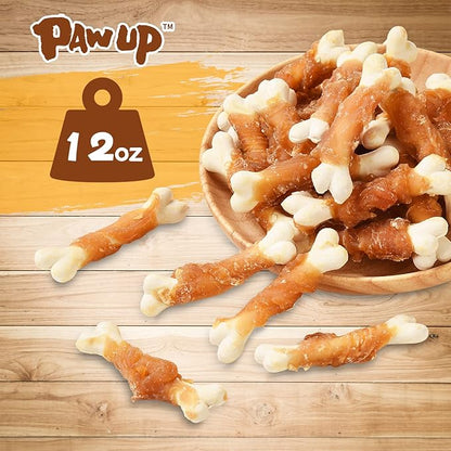 PAWUP Chicken Wrapped Puppy Chew Bones, Digestible Soft-Core Dental Chews, Real Chicken, Gentle Teething Treats for Small & Medium Dogs, 12.5 oz
