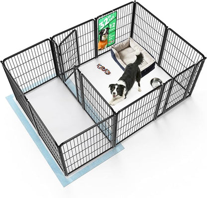 FXW Homeplus Unleashed Indoor Dog Playpen - Stress-Free and Safe Play, Heavy Duty 32 Inch 12 Panels with Connectors (Pack of 2) for Puppy and Small Dogs, Black│Patented