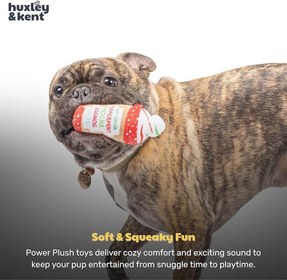 Huxley & Kent Funny Dog Toy w/Squeaker – Holiday Power Plush Squeaky Dog Toys for Small Dogs – Durable Small Stuffed Animal for Indoor Play & Fetch - Tiny Tuff Latte My Way