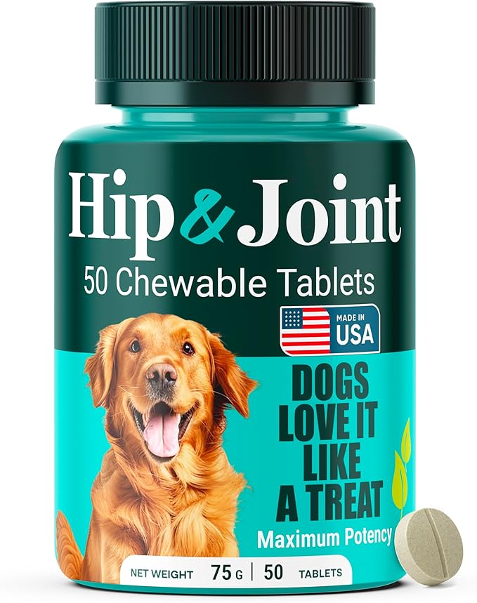 Natureflow Hip and Joint Supplement for Dogs, Advanced Dog Joint Supplement with Green-Lipped Mussel, Glucosamine, MSM & Chondroitin, Zero Sugar Chewable Pills, Made in USA, Large Medium Small Breeds