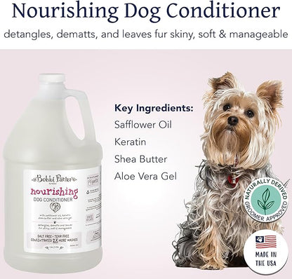 Bobbi Panter Nourishing Dog Conditioner - Detangles & De-Matts with Natural Safflower Oil, Keratin, Shea Butter, Aloe Vera for Fur, Sea Air Scent, 10:1 Concentrate,Made in The USA, 1 Gal. (Case of 4)