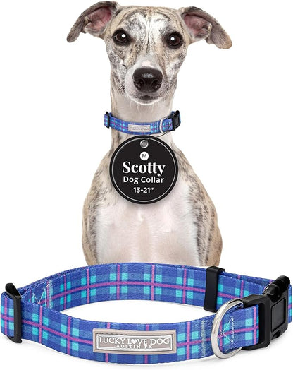 Lucky Love Dog - Adjustable Dog Collar with Easy Click Buckle for Medium Dogs, Durable, & Comfortable for Male & Female Dogs, Pet Collar for Puppies & Adult Ones - Scotty, Medium