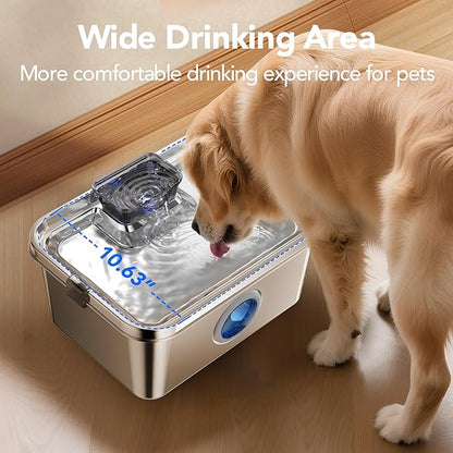 PETIMI Dog Water Fountain, 3 Gallons Stainless Steel Dog & Cat Water Fountain, Large Pet Water Fountain for Multiple Pets, Ultra Silent, Wide Mouth, Safety Lock, 3 Filters Included, Smart Water Pump