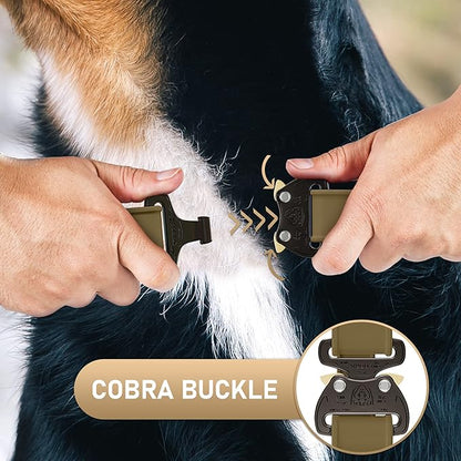 NexaPaw Biothane Dog Collar with Cobra Buckle - Made in USA - QR Code Dog Tag ID Included - Adjustable Heavy Duty Dog Collars for Medium Large Dogs - Waterproof Military Grade Tactical Collar for Dogs