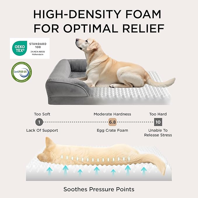Bedsure Orthopedic Dog Beds for Small Dogs - Washable Small Dog Cat Bed Waterproof, Comfort Pet Couch Sofa with Washable Removable Cover, Pets Bed with Nonskid Bottom, Grey, 24"